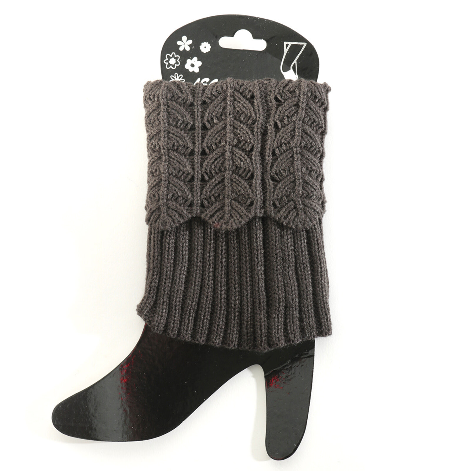 Meravic BOOT CUFF CROCHET DK GREY SHORT 4.5IN X 6.25IN  X7678 loading=