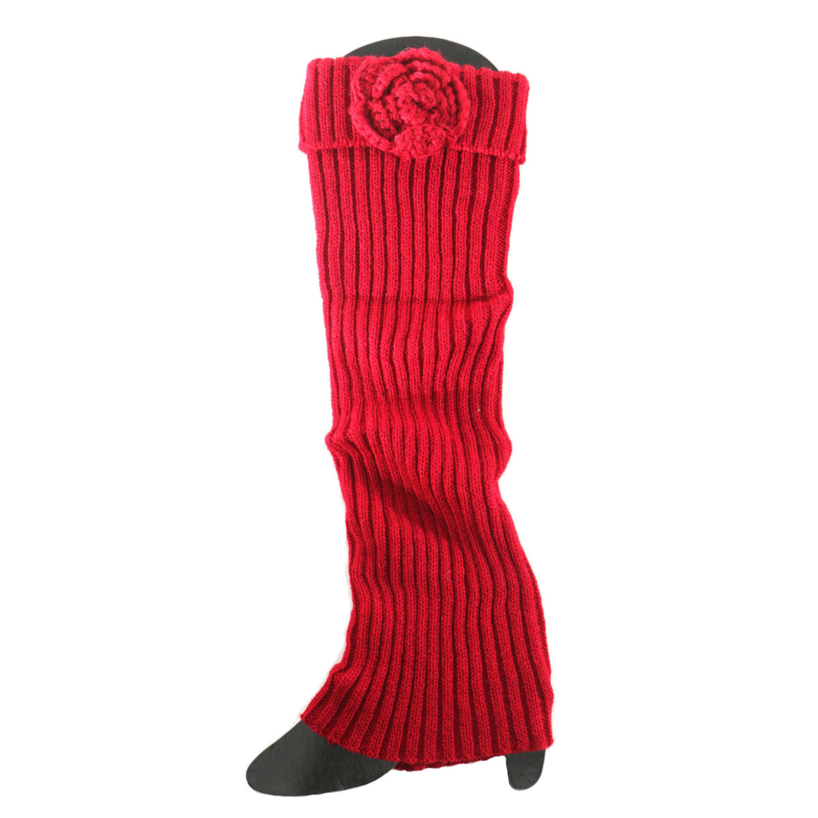 Meravic BOOT CUFF FLOWER BURGUNDY TALL 3.5IN X 16IN KNIT   X7694 loading=