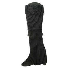 Meravic BOOT CUFF FLOWER BLACK TALL 3.5IN X 16IN KNIT   X7695