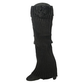 Meravic BOOT CUFF FLOWER BLACK TALL 3.5IN X 16IN KNIT   X7695