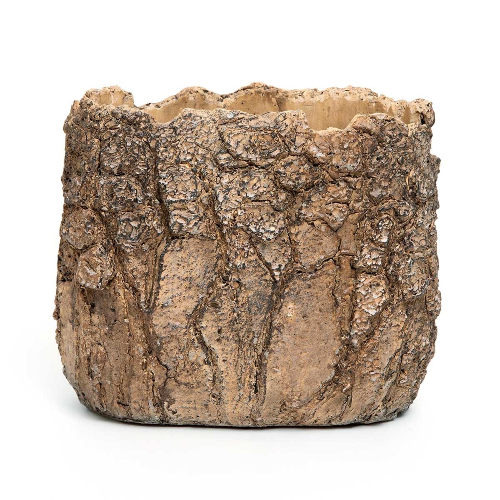 Meravic POT LIVE EDGE LOG OVAL LARGE BROWN CONCRETE   A3312 loading=