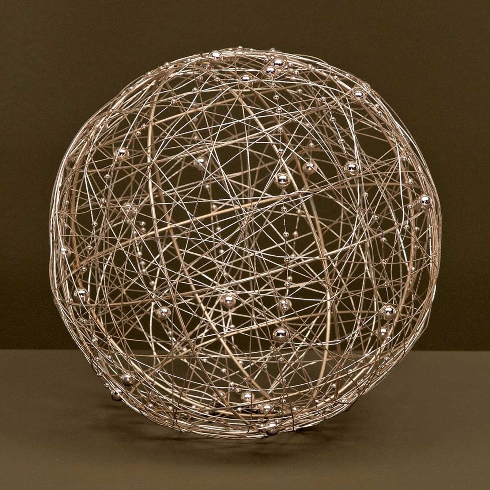 Meravic DECORATIVE WIRE BALL CHAMPAGNE WITH BEADS LARGE   R1553 loading=