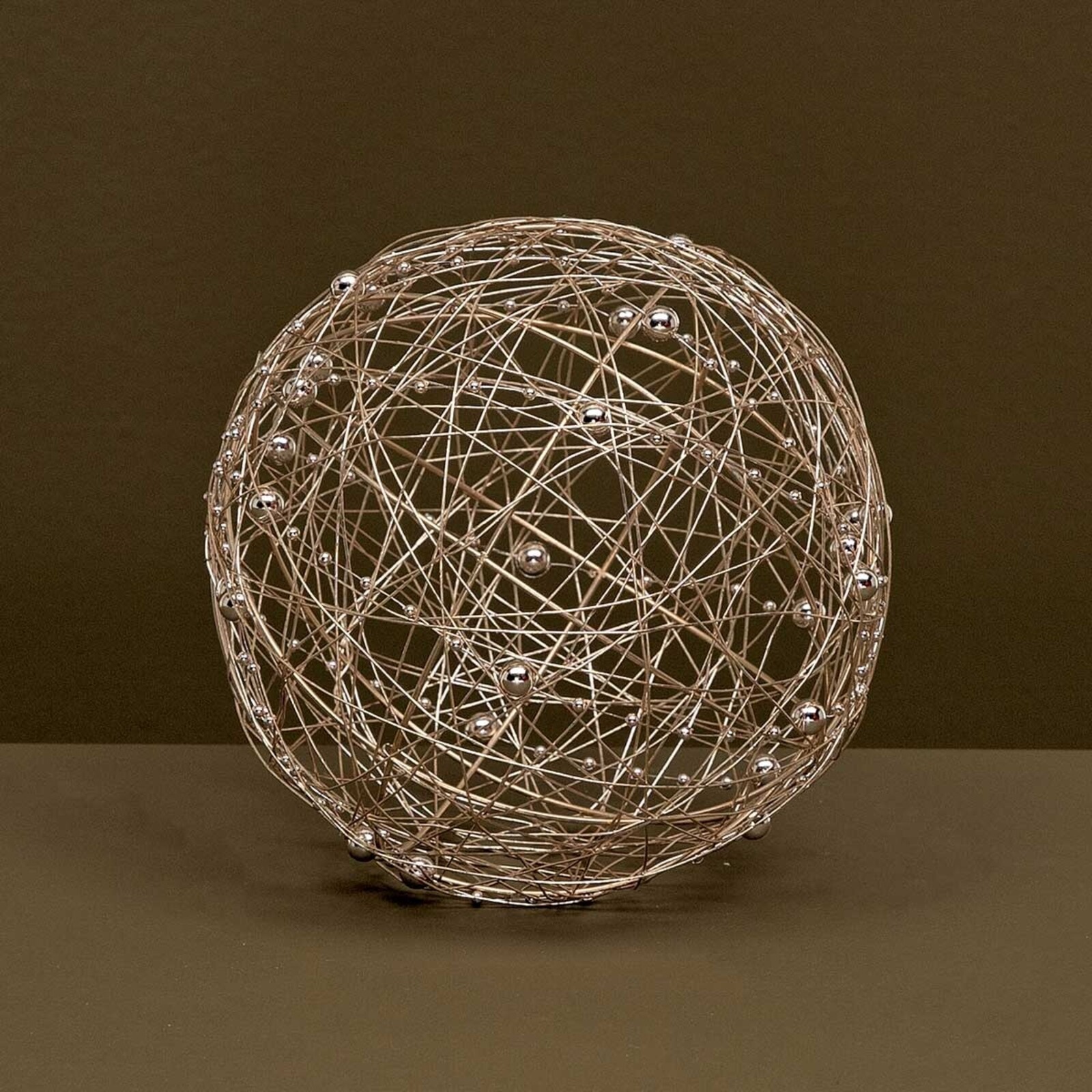 Meravic DECORATIVE WIRE BALL CHAMPAGNE WITH BEADS MEDIUM   R1554 loading=