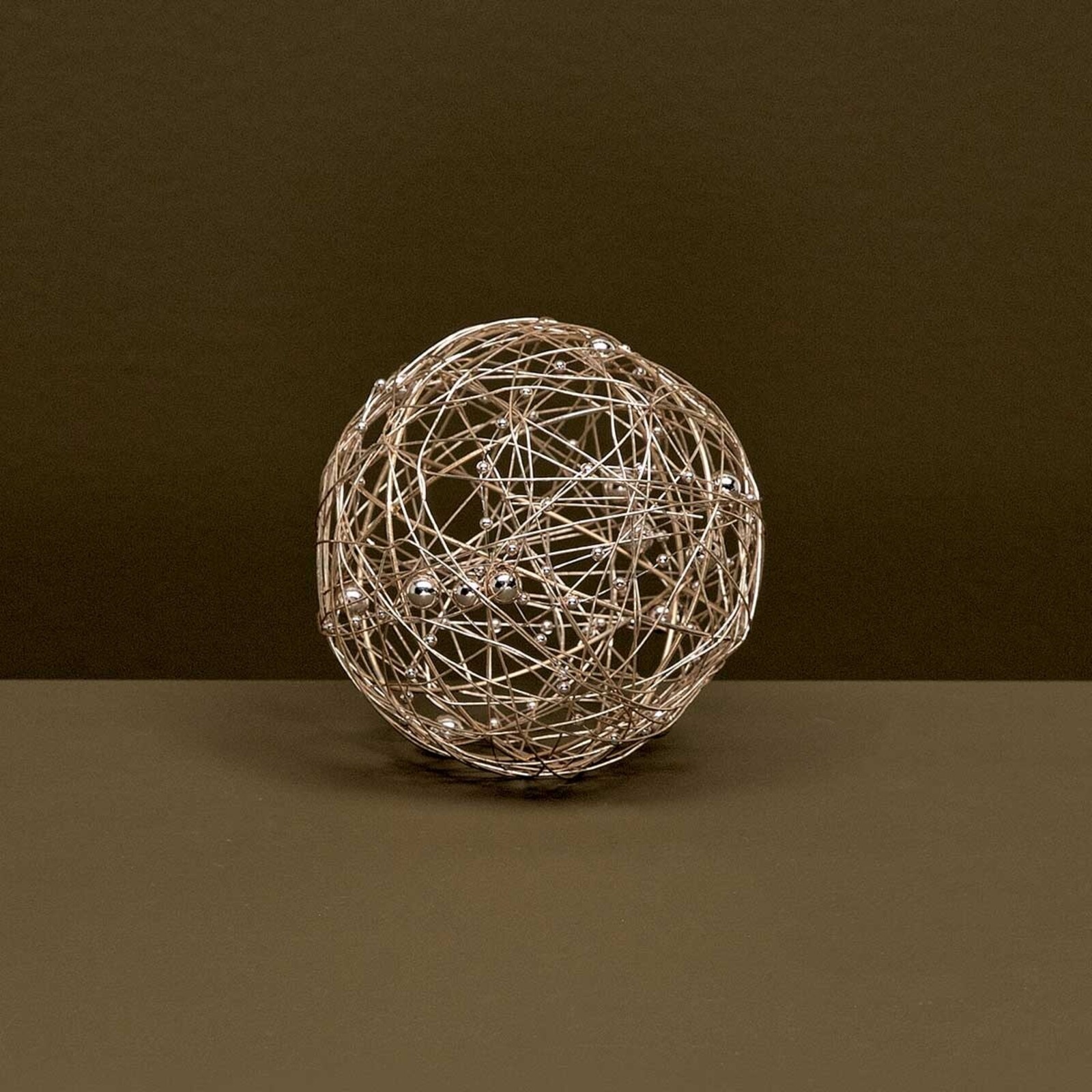 Meravic DECORATIVE WIRE BALL CHAMPAGNE WITH BEADS SMALL  R1555 loading=