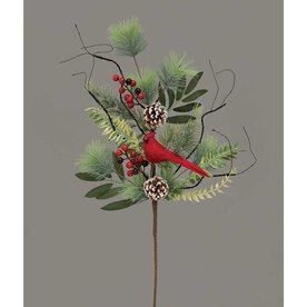 Meravic SPRAY MIXED PINE WITH CARDINAL    V5610