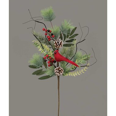 Meravic SPRAY MIXED PINE WITH CARDINAL    V5610