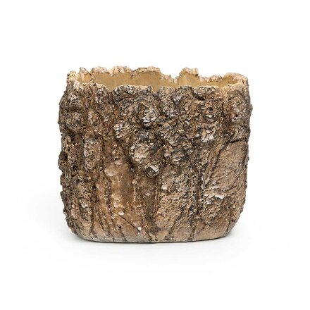 Meravic POT LIVE EDGE LOG OVAL SMALL  BROWN CONCRETE   A3313
