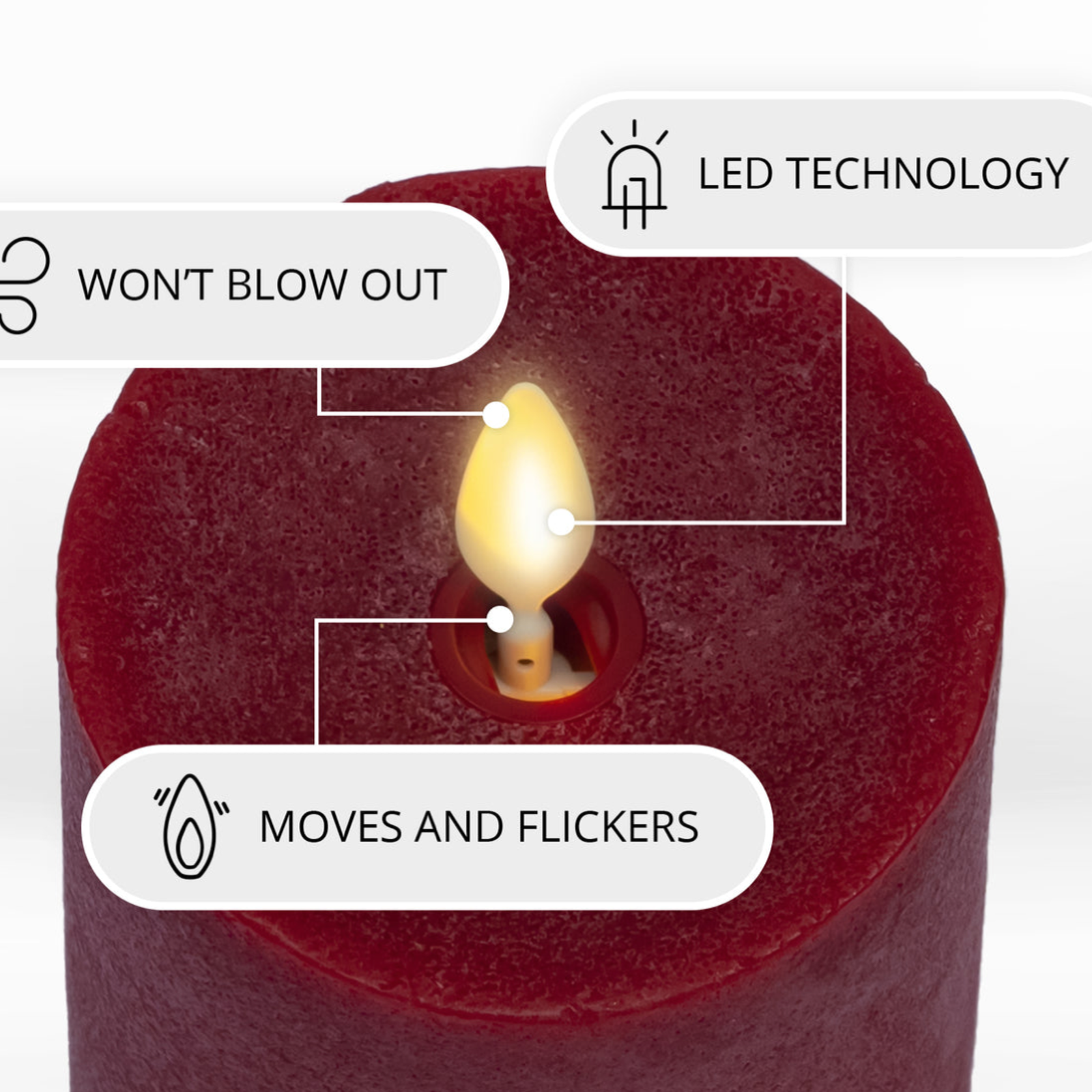 Luminara Luminara Red FLame LED Pillar loading=