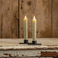 Ragon House SET/ 2 - 6.75" MOVING FLAME GREEN TAPER CANDLE   NY213012