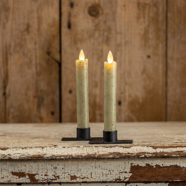 Ragon House SET/ 2 - 6.75" MOVING FLAME GREEN TAPER CANDLE   NY213012