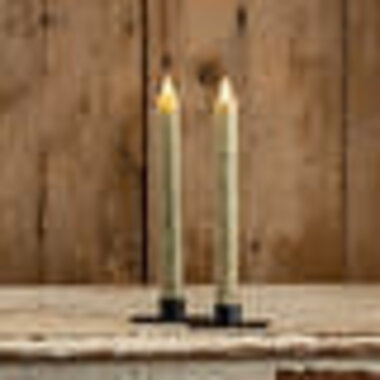 Ragon House SET/ 2 - 9.5" MOVING FLAME GREEN TAPER CANDLE       NY213011