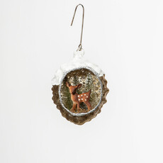 Ragon House PINE CONE SCENE ORNAMENT W/ DEER     WS172089