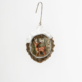 Ragon House PINE CONE SCENE ORNAMENT W/ DEER     WS172089