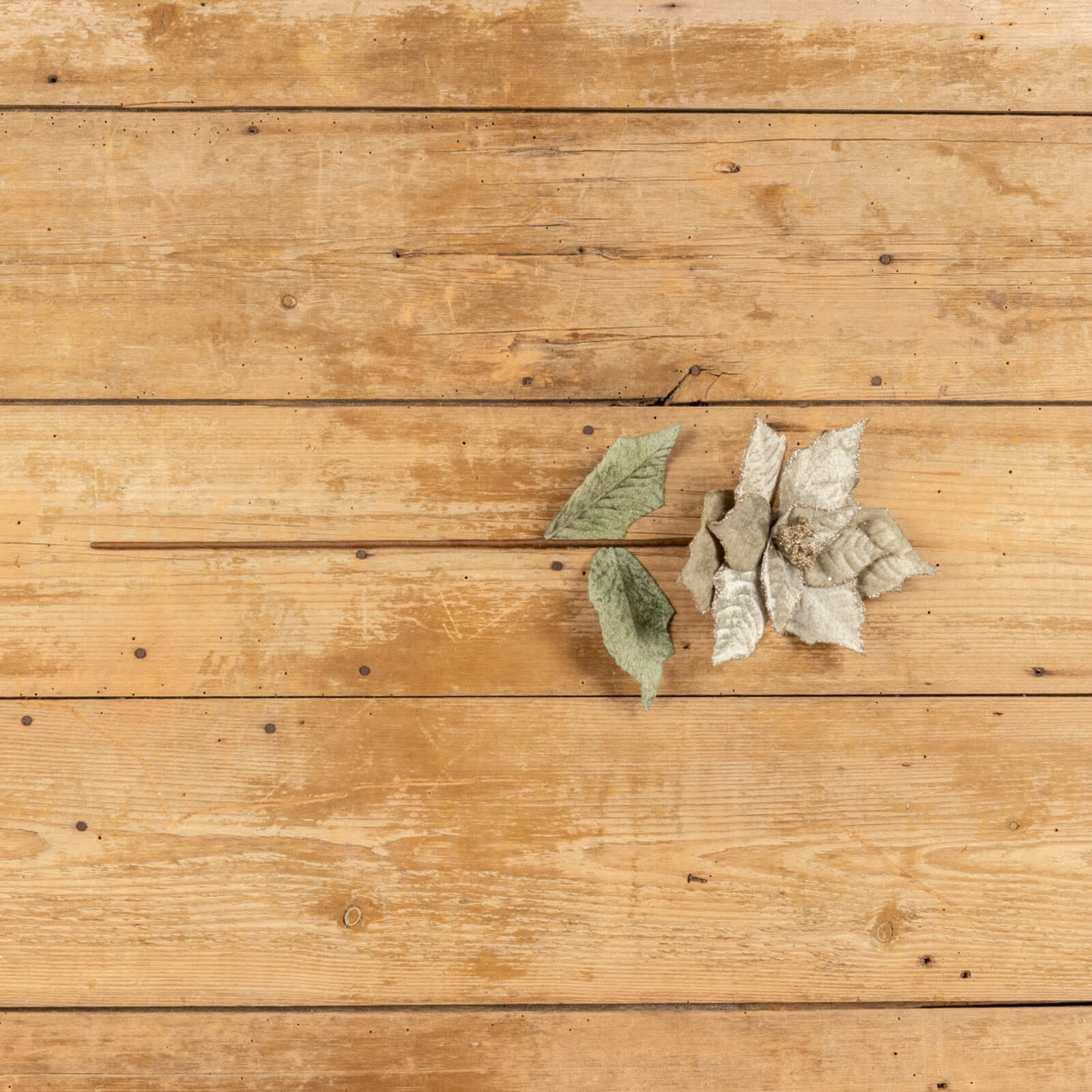 Ragon House 25" SAGE POINSETTA SPRAY W/ GOLD GLITTER     G228946 loading=