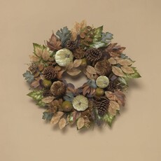 Gerson 26 Harvest Leaf & Pumpkin Wreath with Pinecone Accent    2742260
