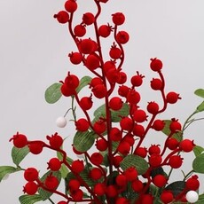 Trade Cie 26.75" Red Flocked Berry Stem   CM1101