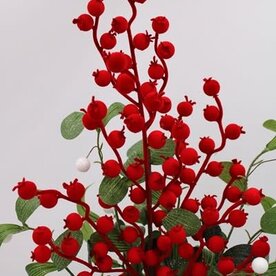 Trade Cie 26.75" Red Flocked Berry Stem   CM1101