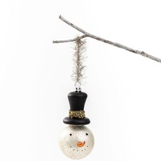 Trade Cie 3.5" Glass Snowman Head Ornament with Tinsel   CM5278