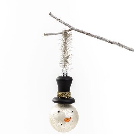 Trade Cie 3.5" Glass Snowman Head Ornament with Tinsel   CM5278