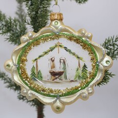 Trade Cie 4.5x4" Glass Evergreen Nativity Ornament   HBX1285