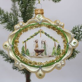 Trade Cie 4.5x4" Glass Evergreen Nativity Ornament   HBX1285