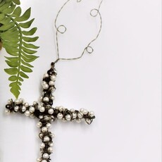 Trade Cie 6" Wire Cross with Pearls, Ornament (11" with hanger)  JM86600