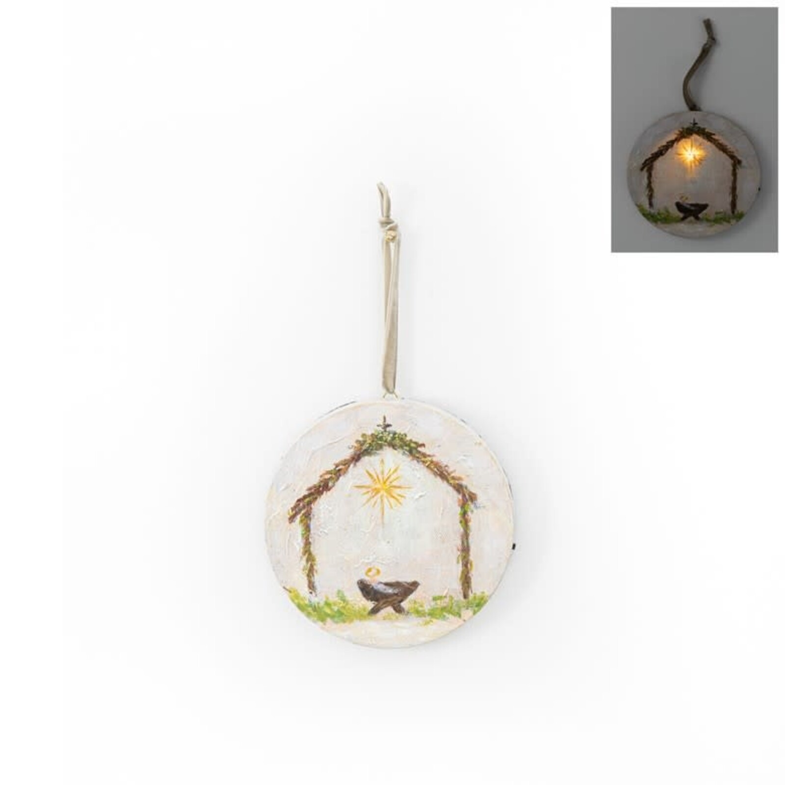 Trade Cie 5" Round Canvas LED Ornament   TNX2019 loading=