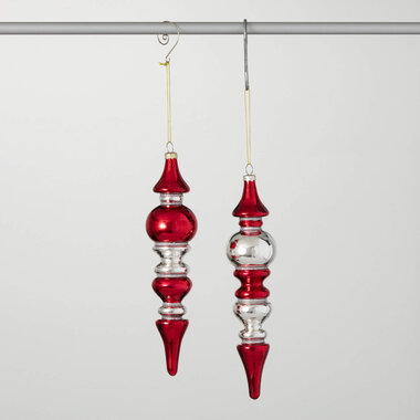 Sullivans RED CLEAR FINIAL ORNAMENT    OR10909