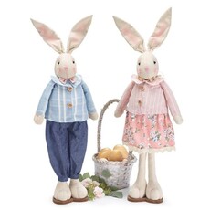 Burton + Burton 25" STANDING BUNNY COUPLE ON WOOD BASE  9735662