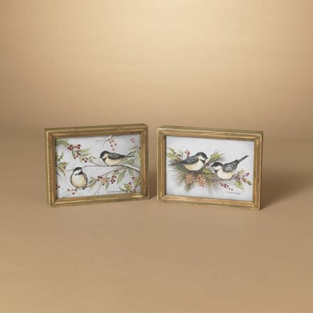 Gerson 7.87"L Wood Holiday Chickadee  2694120