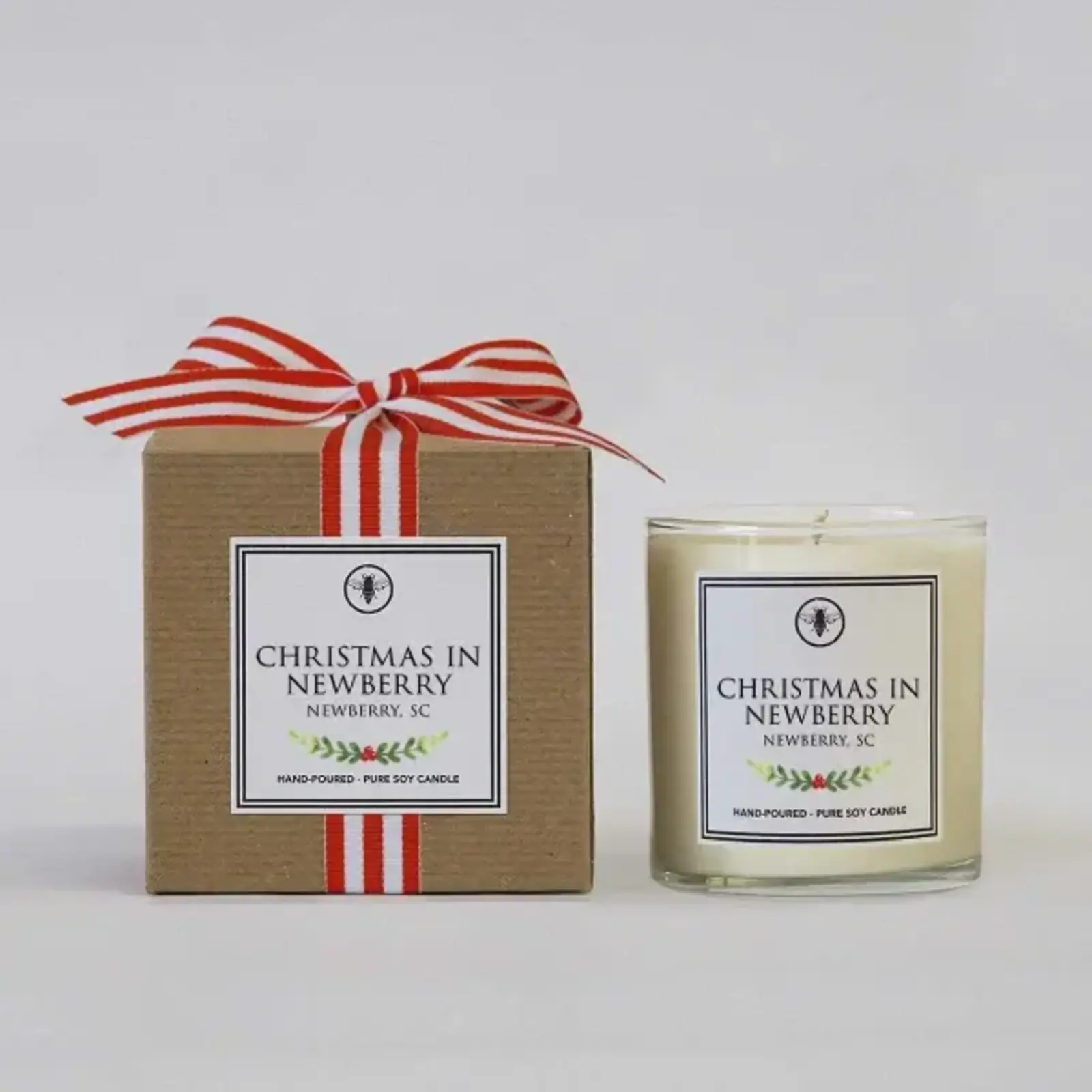 Ella B Candles Votive Soy Candle-Christmas in Newberry Red Stripe Bow NX-SK21LS loading=
