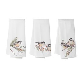 Gerson Fabric Holiday Chickadee Design Tea Towel  2696080
