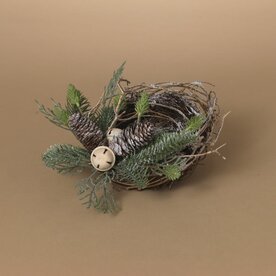 Gerson 12" Vine Bird Nest with Jingle Bells & Pinecone Accent  2744390