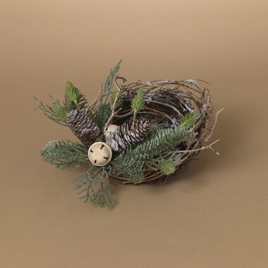 Gerson 12" Vine Bird Nest with Jingle Bells & Pinecone Accent  2744390