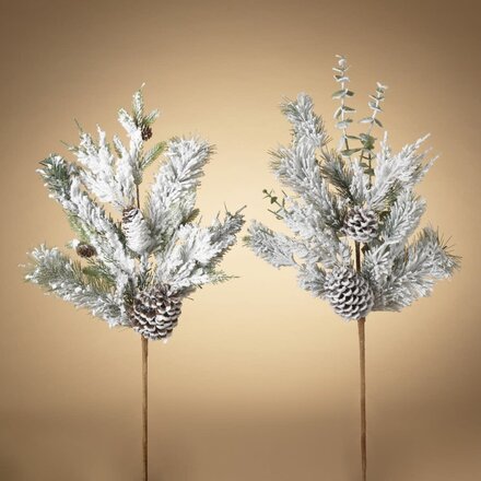 Gerson 32"H Holiday Flocked Pine & Pinecone Spray  2539780