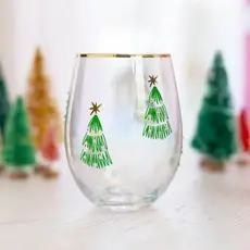 Mary Square Stemless Wine Glass | Green Trees   56503