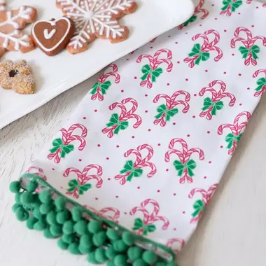 Mary Square Tea Towel | Candy Cane    56529