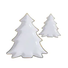 Mary Square Gold and White Tree Platter Set (2)  56570