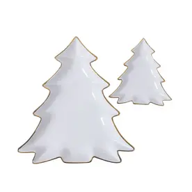 Mary Square Gold and White Tree Platter Set (2)  56570