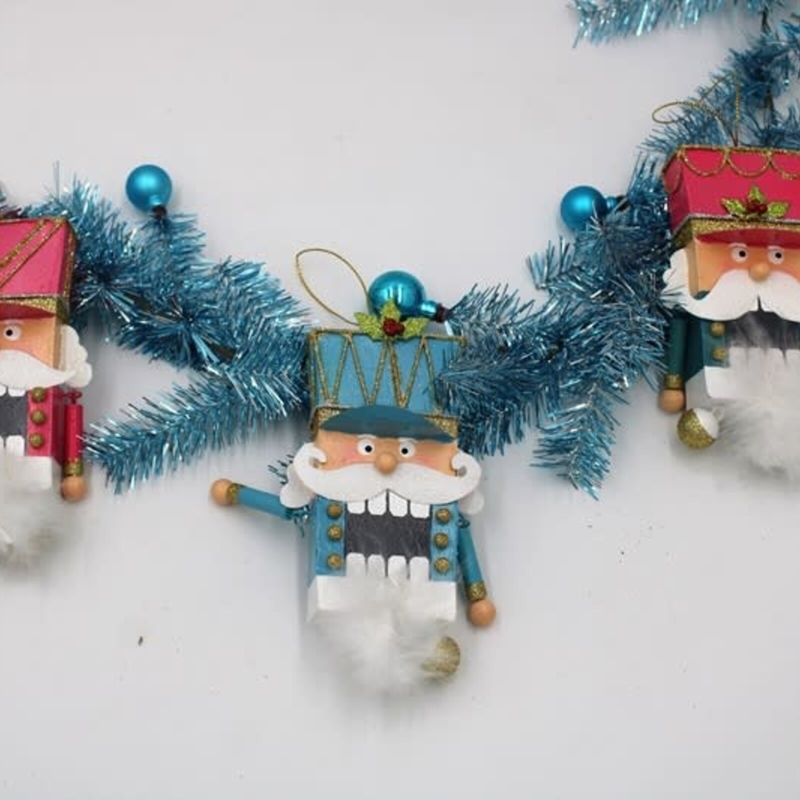 Metal Nutcracker Ornament Pink/Teal  CM1017A loading=