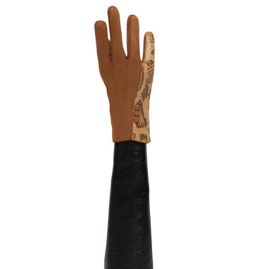 Meravic PYTHON TRIM TAN GLOVES   X8058