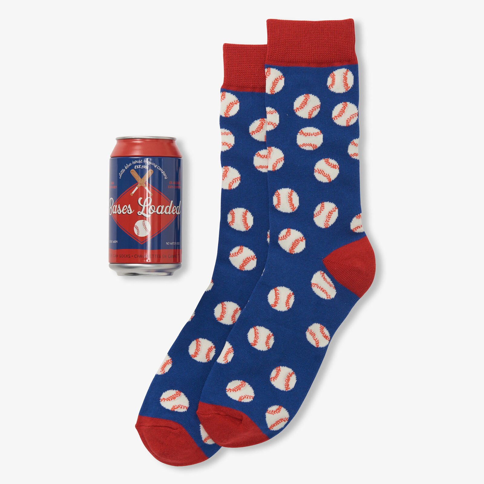 Little Blue House Bases Loaded  Men's   Beer Can Socks   BC1BALL005 loading=