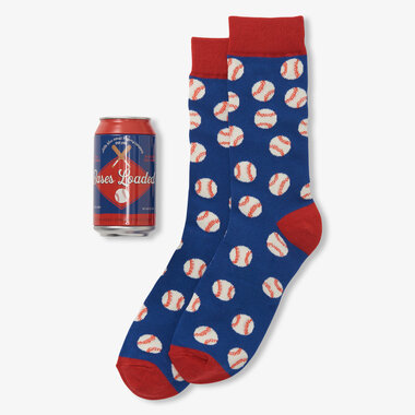Little Blue House Bases Loaded  Men's   Beer Can Socks   BC1BALL005