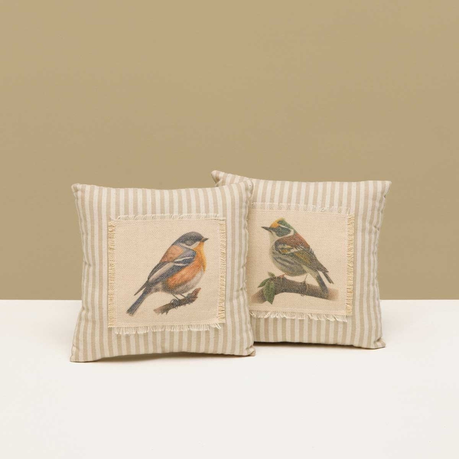 Meravic PILLOW BIRD 6"x6" SMALL  (1)  BEIGE/CREAM PLUSH  T5381 loading=