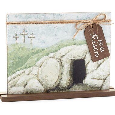Burton + Burton HE IS RISEN WOODEN SHELF SITTER     9748072