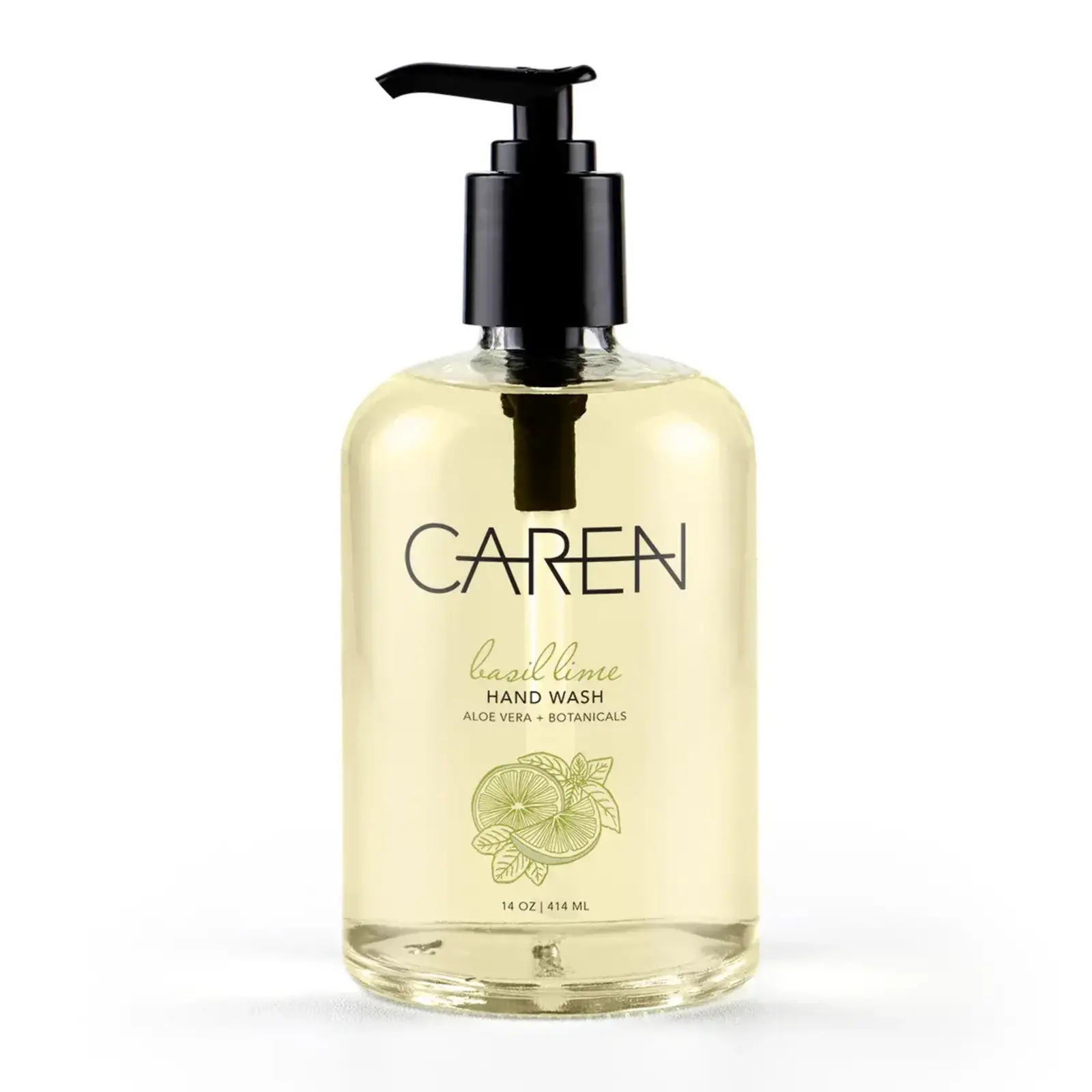Caren Caren Hand Wash - Basil Lime - 14 oz Glass Bottle   BAS1141 loading=