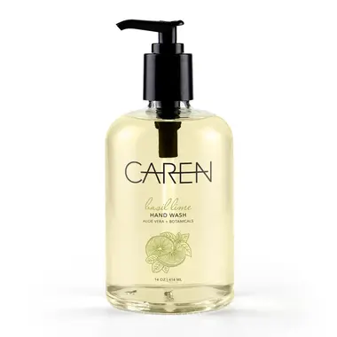 Caren Caren Hand Wash - Basil Lime - 14 oz Glass Bottle   BAS1141