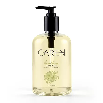 Caren Caren Hand Wash - Basil Lime - 14 oz Glass Bottle   BAS1141