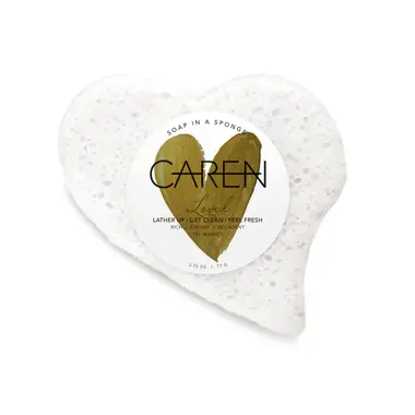 Caren Caren Shower Soap Sponge - Loved - White Heart  WHITEH1194