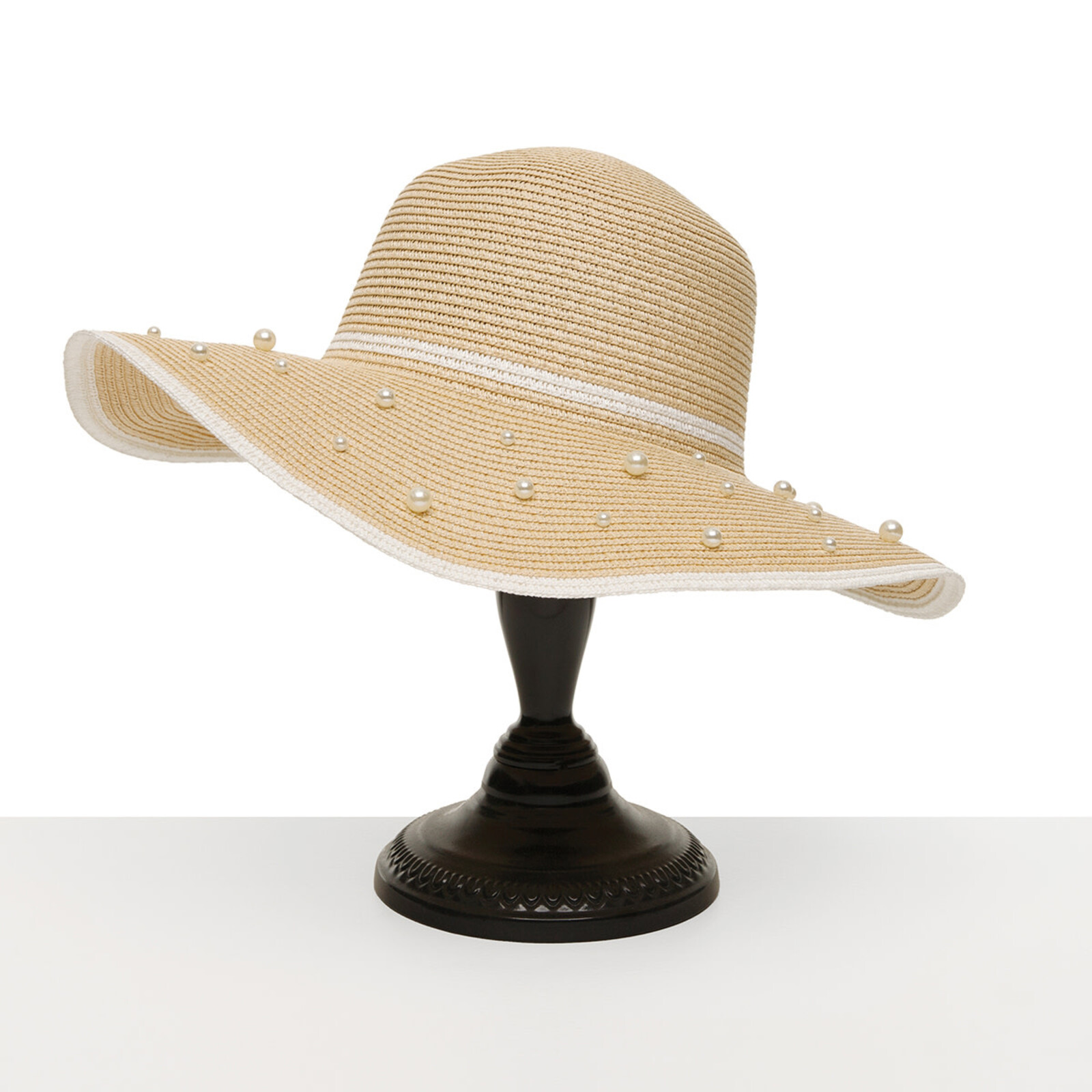 Trezo Beige Hat with Trim Pearls  X8109 loading=